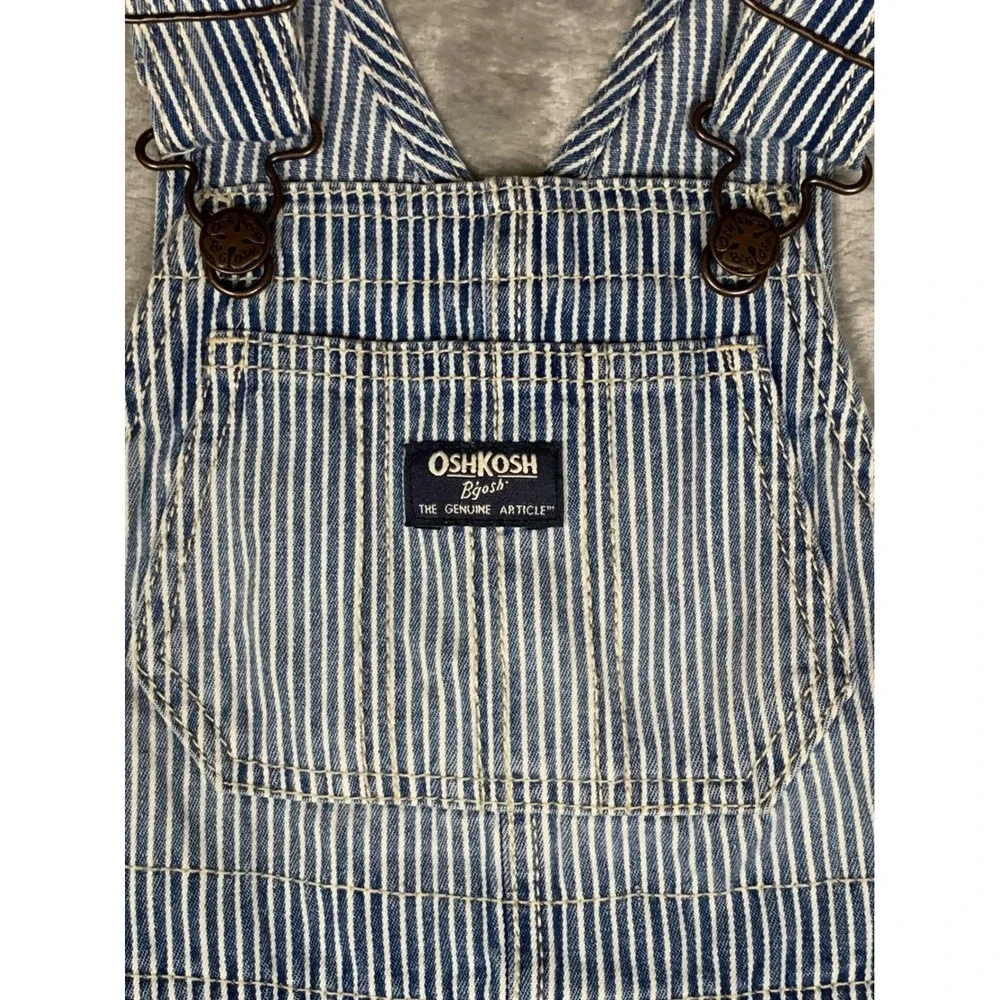 OshKosh Bgosh Kid 4T Blue Hickory Stripe Vestbak Denim Overalls Toddler Railroad